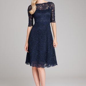 Teri Jon by Ricki Freeman Navy Lace Dress 3/4 sl